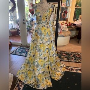 Floral Yellow and Blue Women's Dress Faeriesty xs nwt